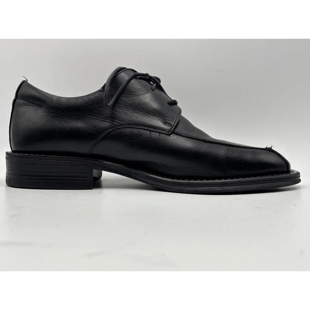Alfani Men's Black Leather Derby Dress Shoes Size 9M Made in Italy Split Toe